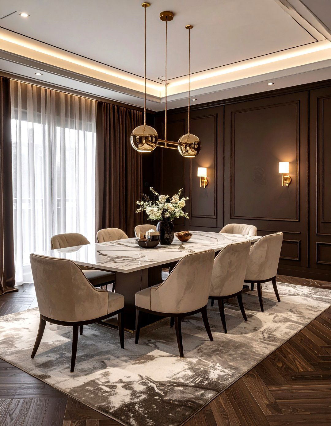 Dark brown dining room - 30 dining room accent color ideas