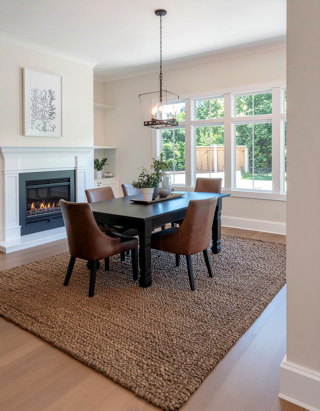 Dark brown jute rug for warm dining room - 30 jute rug dining room ideas