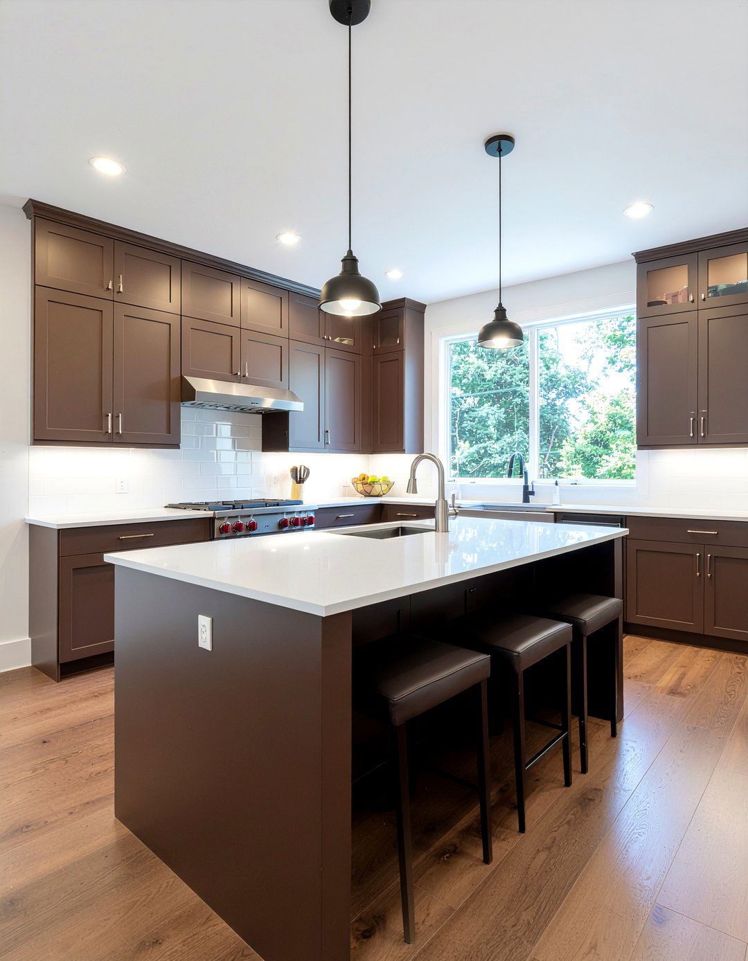 Dark brown kitchen cabinets white countertops - 30 chocolate brown kitchen ideas