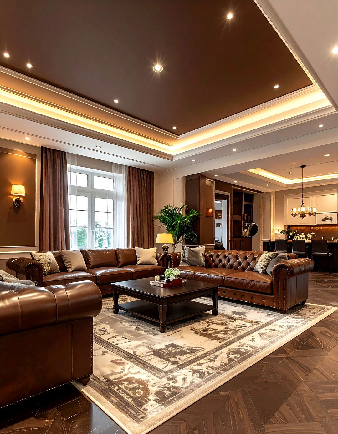 Dark brown living room ceiling - 30 living room painted ceiling ideas