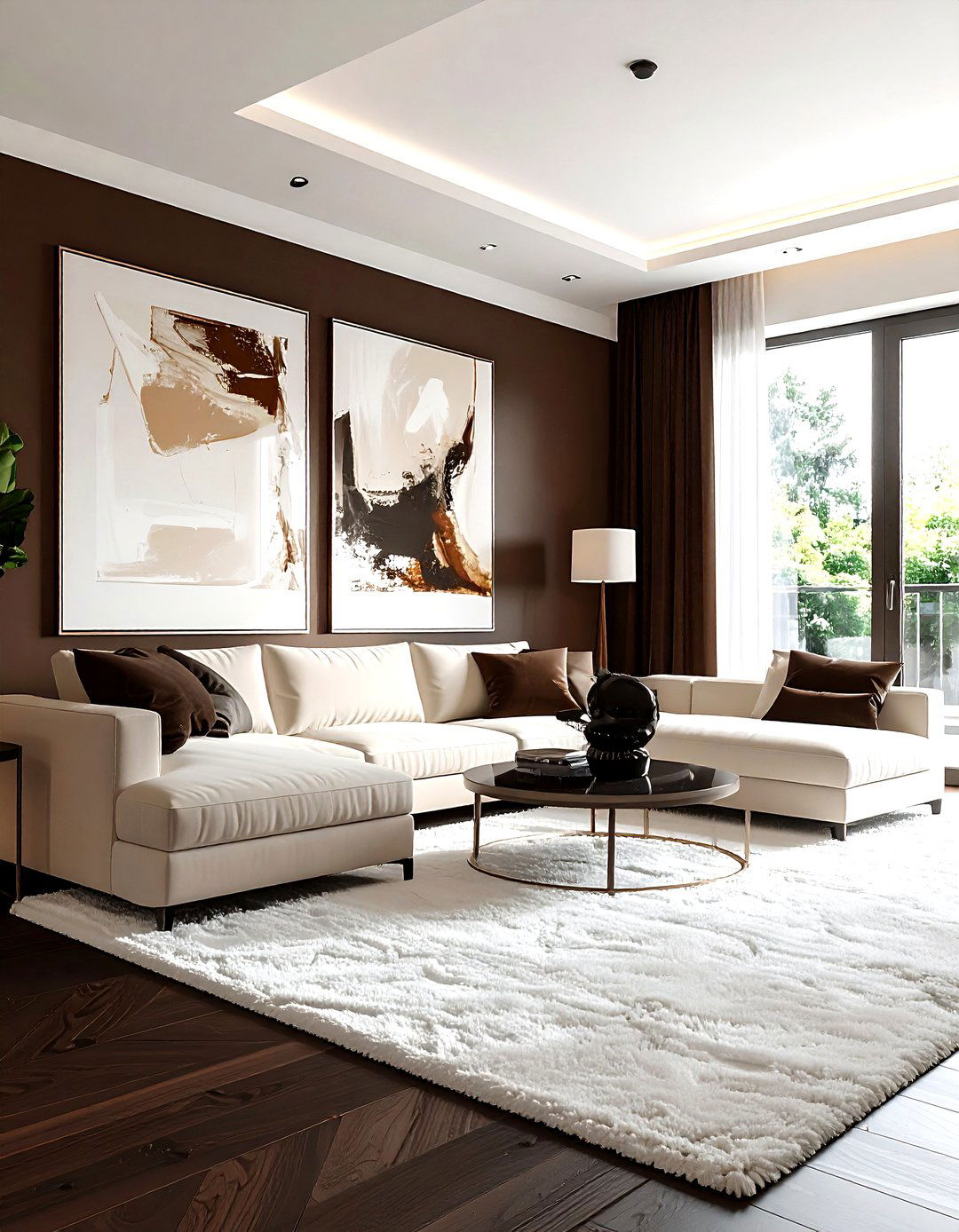 Dark brown living room - 30 living room paint ideas
