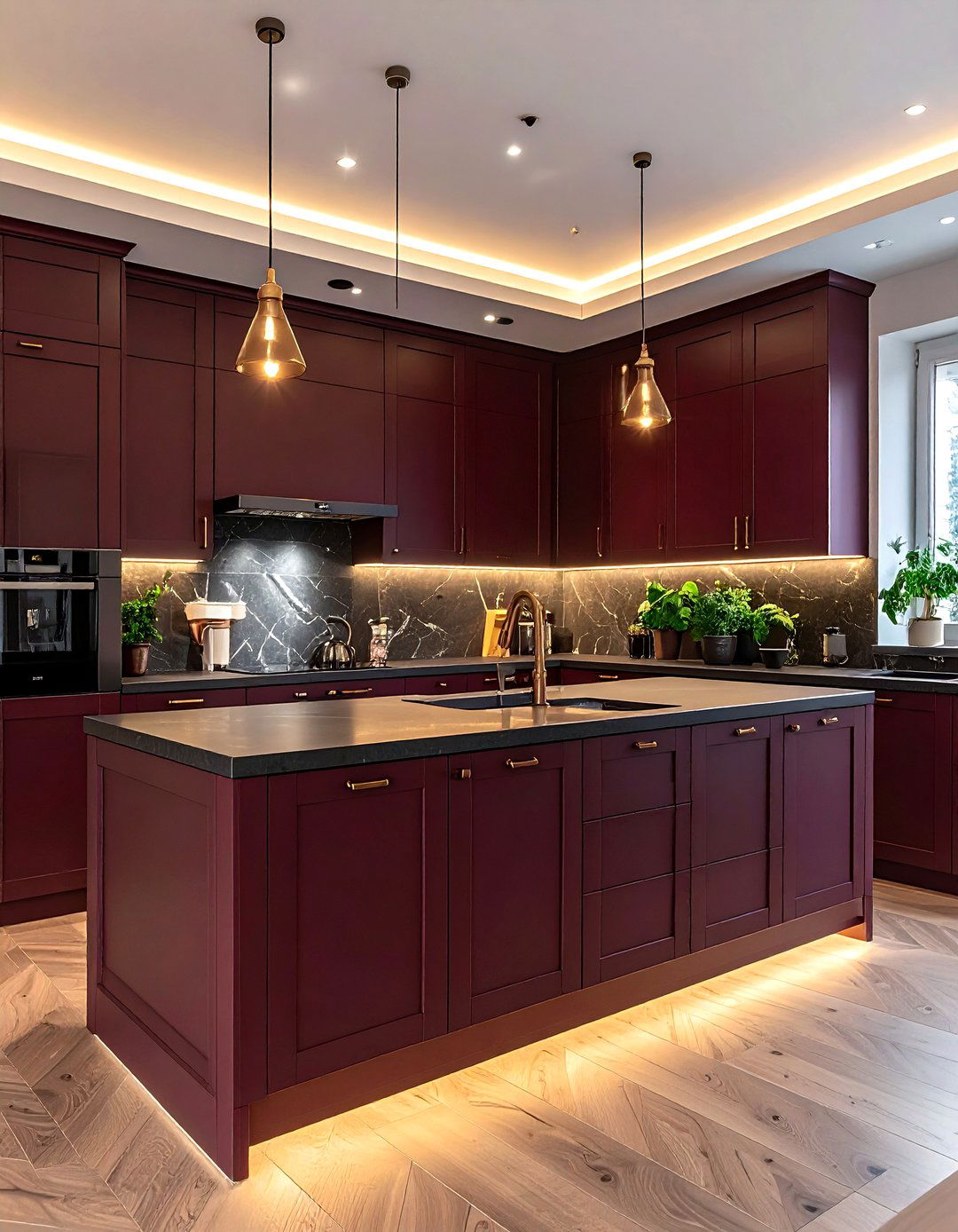 Dark burgundy kitchen - 30 burgundy kitchen ideas