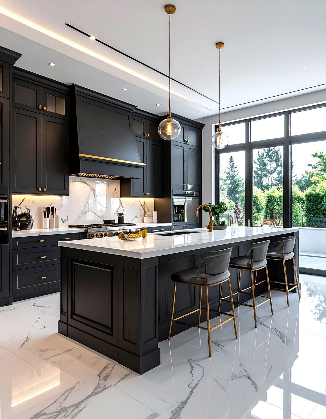 Dark cabinetry open plan kitchen - 30 open plan kitchen ideas