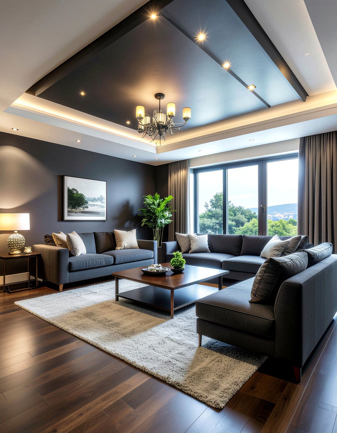 Dark ceiling paint - 30 living room ceiling update ideas