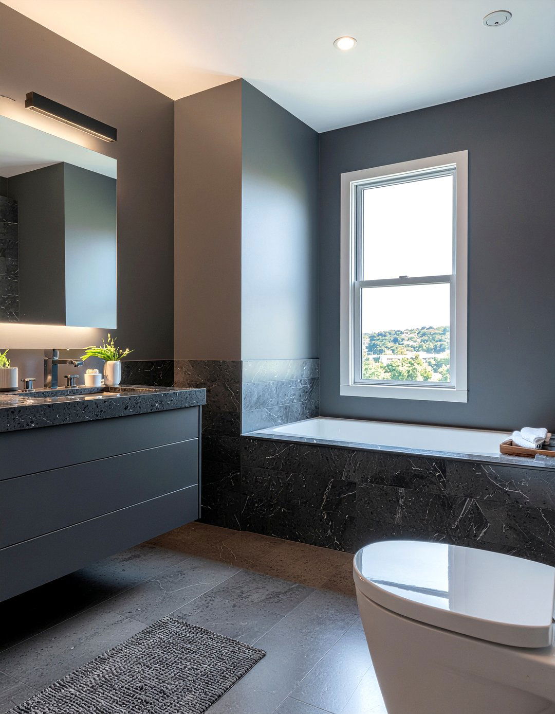 Dark charcoal bathroom - 30 all black bathroom ideas