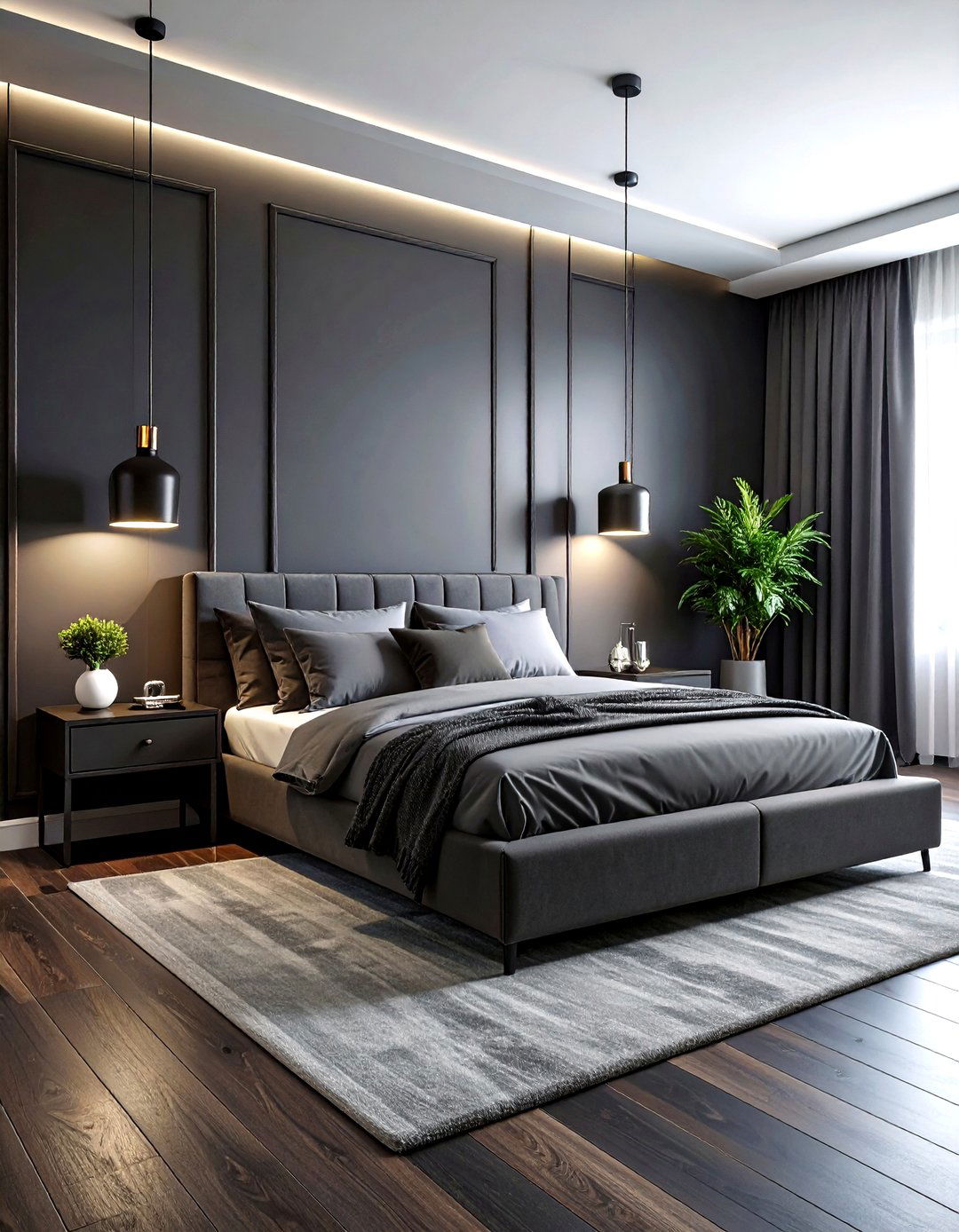 Dark charcoal grey bedroom - 30 modern grey bedroom ideas