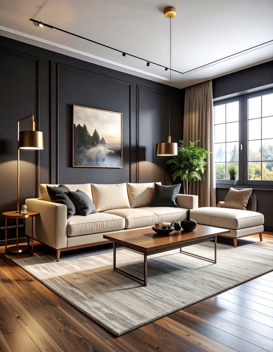 Dark charcoal living room - 30 contemporary grey living room ideas