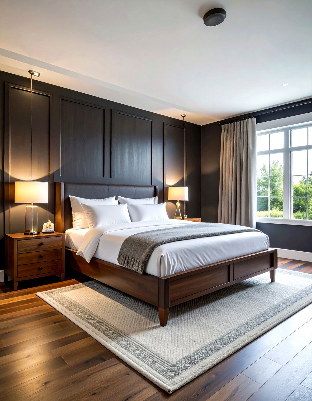 Dark charcoal shiplap bedroom - 30 shiplap wall ideas