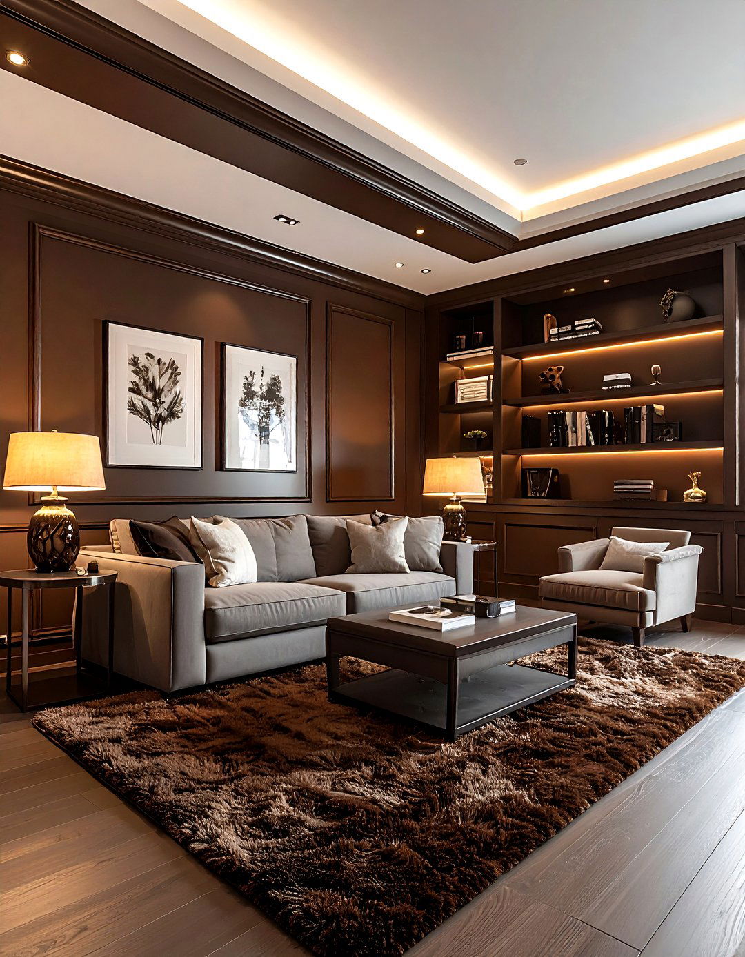 Dark chocolate brown living room - 30 brown living room ideas