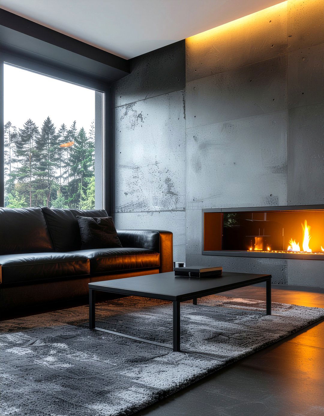 Dark concrete aesthetic - 30 concrete living room ideas