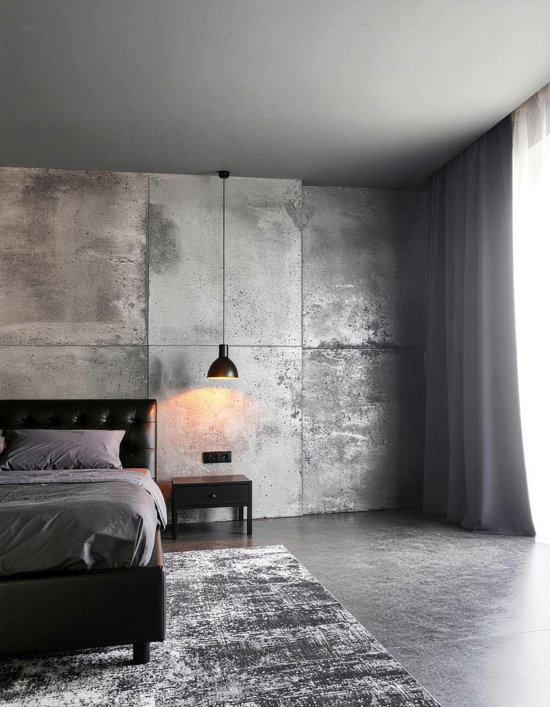 Dark concrete bedroom - 30 concrete bedroom ideas