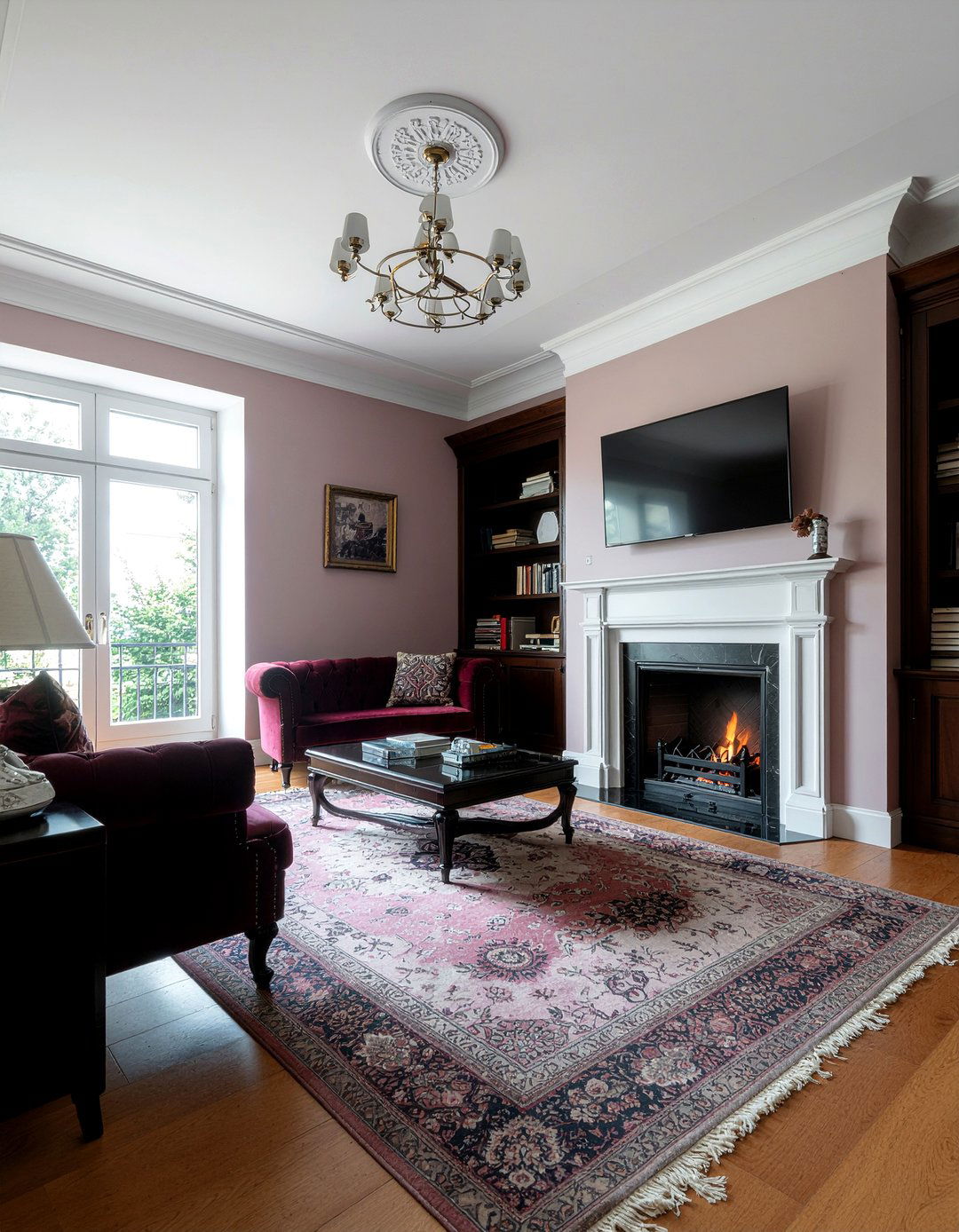 Dark dusty pink living room - 30 living room dusty pink walls