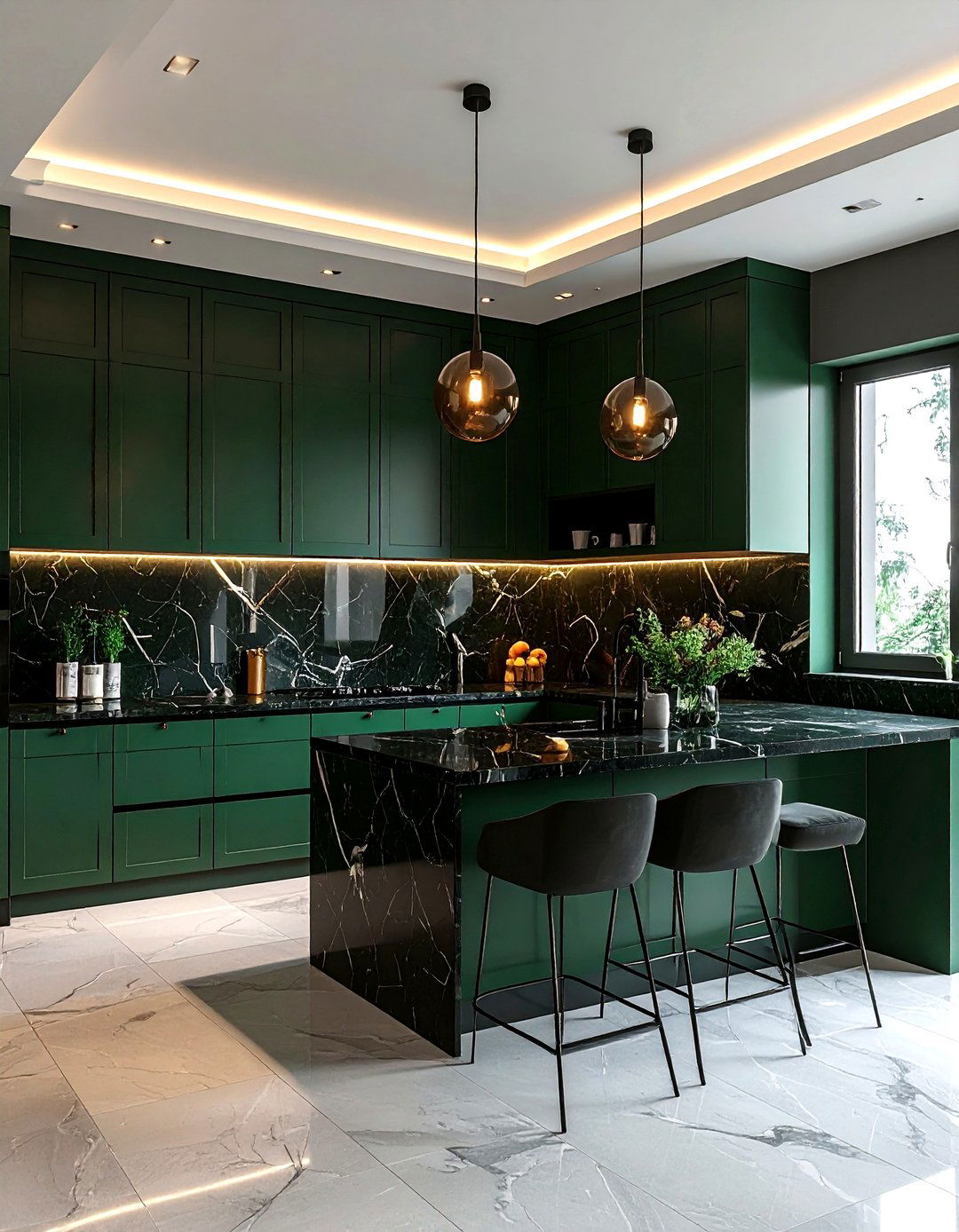 Dark emerald green kitchen - 30 emerald kitchen decor ideas