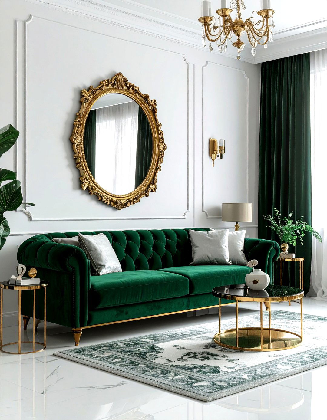 Dark emerald living room - 30 green living room decor ideas