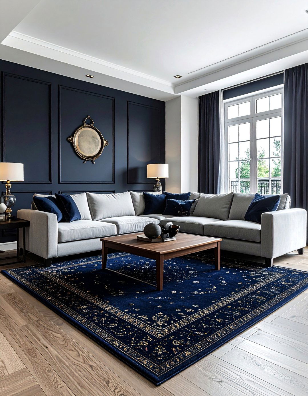 Dark floor rug - 30 moody decor ideas