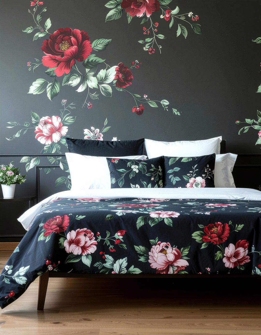 Dark floral bedroom - 30 jewel toned bedroom ideas