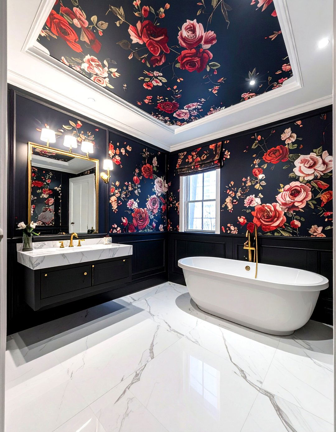 Dark floral ceiling wallpaper - 30 ceiling wallpaper ideas