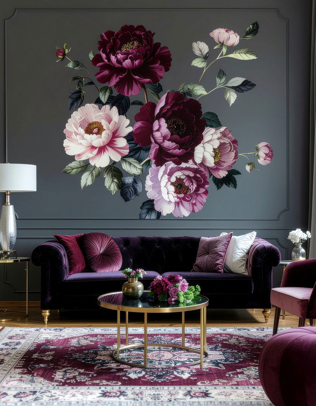 Dark floral wallpaper - 30 living room bold wallpapers