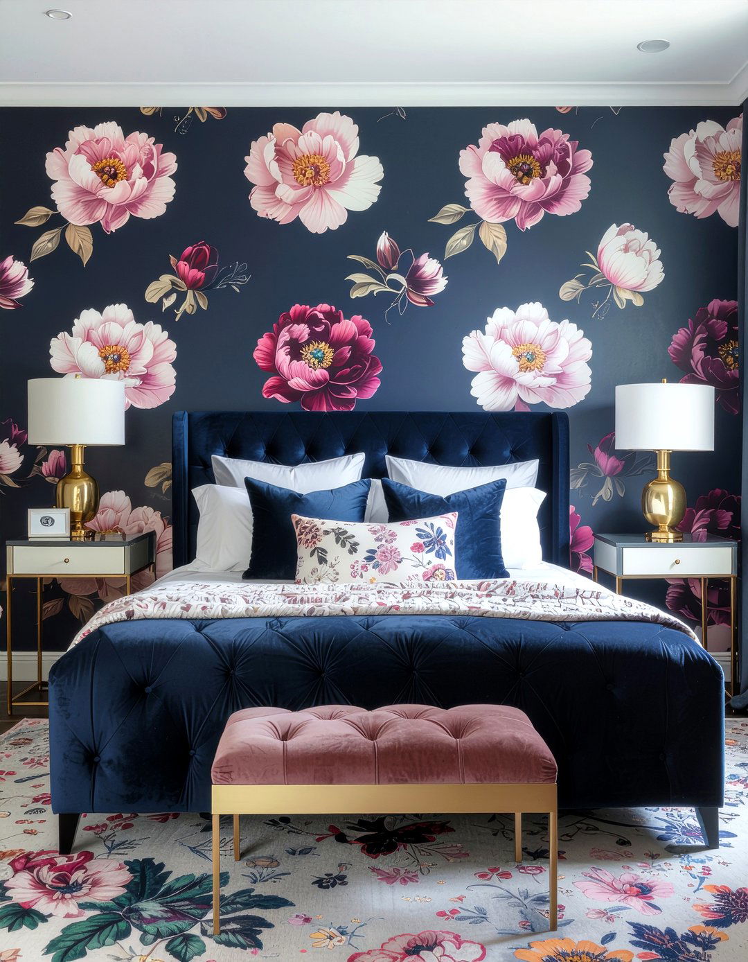 Dark floral wallpaper - 30 bedroom botanical wallpapers