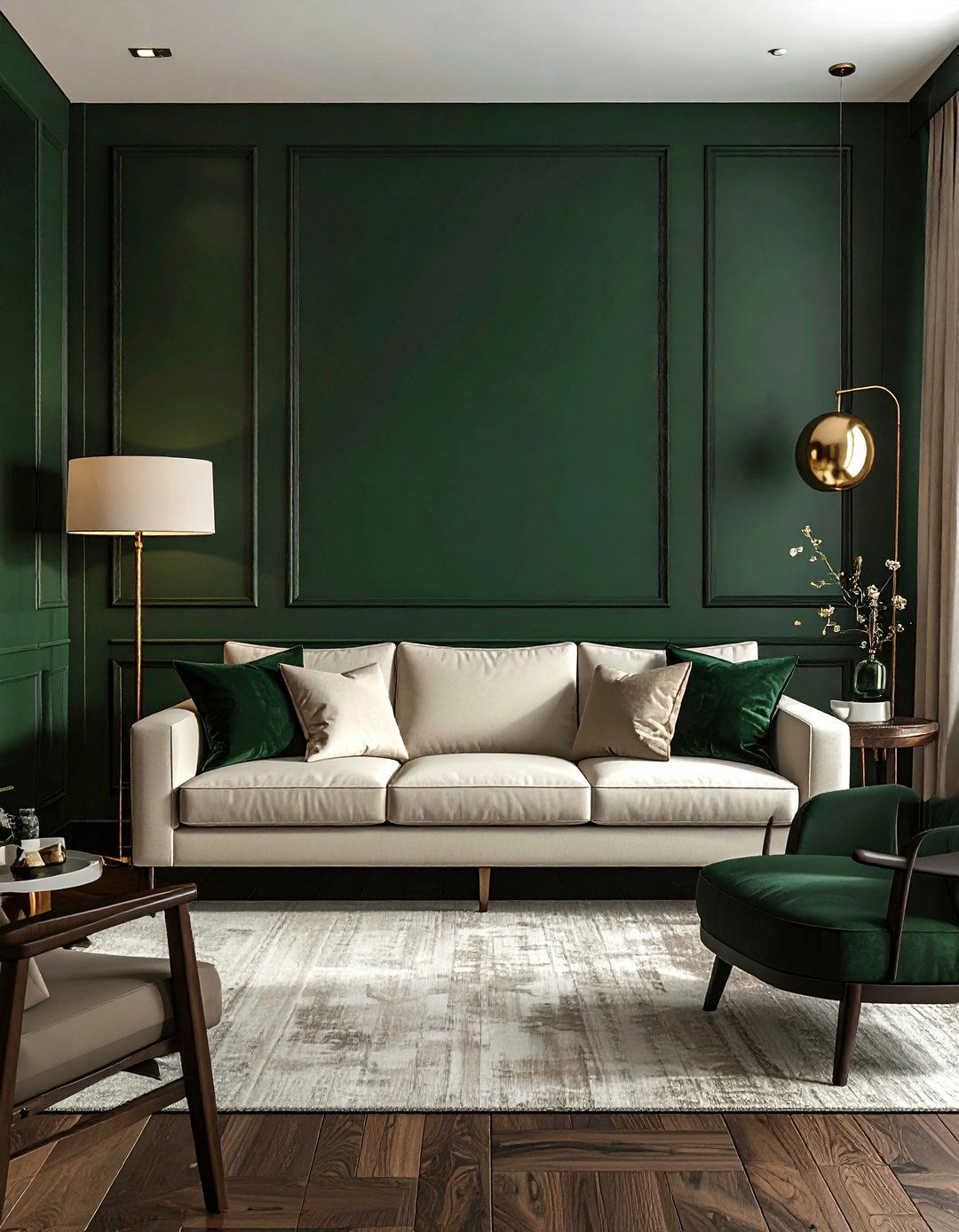 Dark forest green accent wall - 30 living room green walls