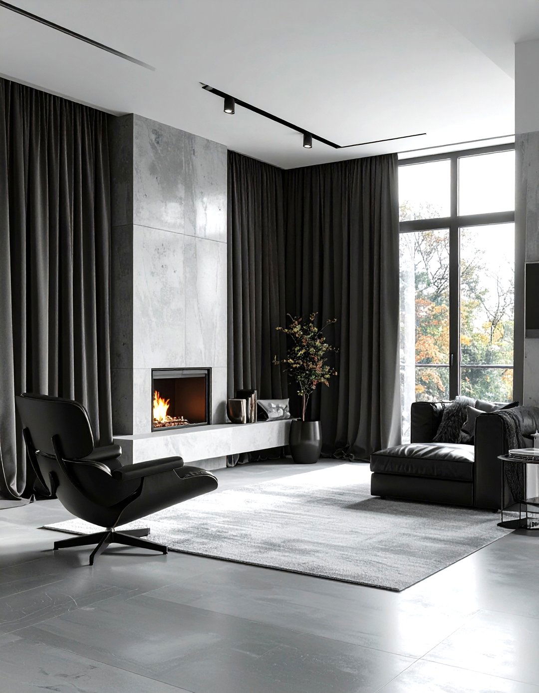 Dark gray curtains - 30 living room curtain ideas
