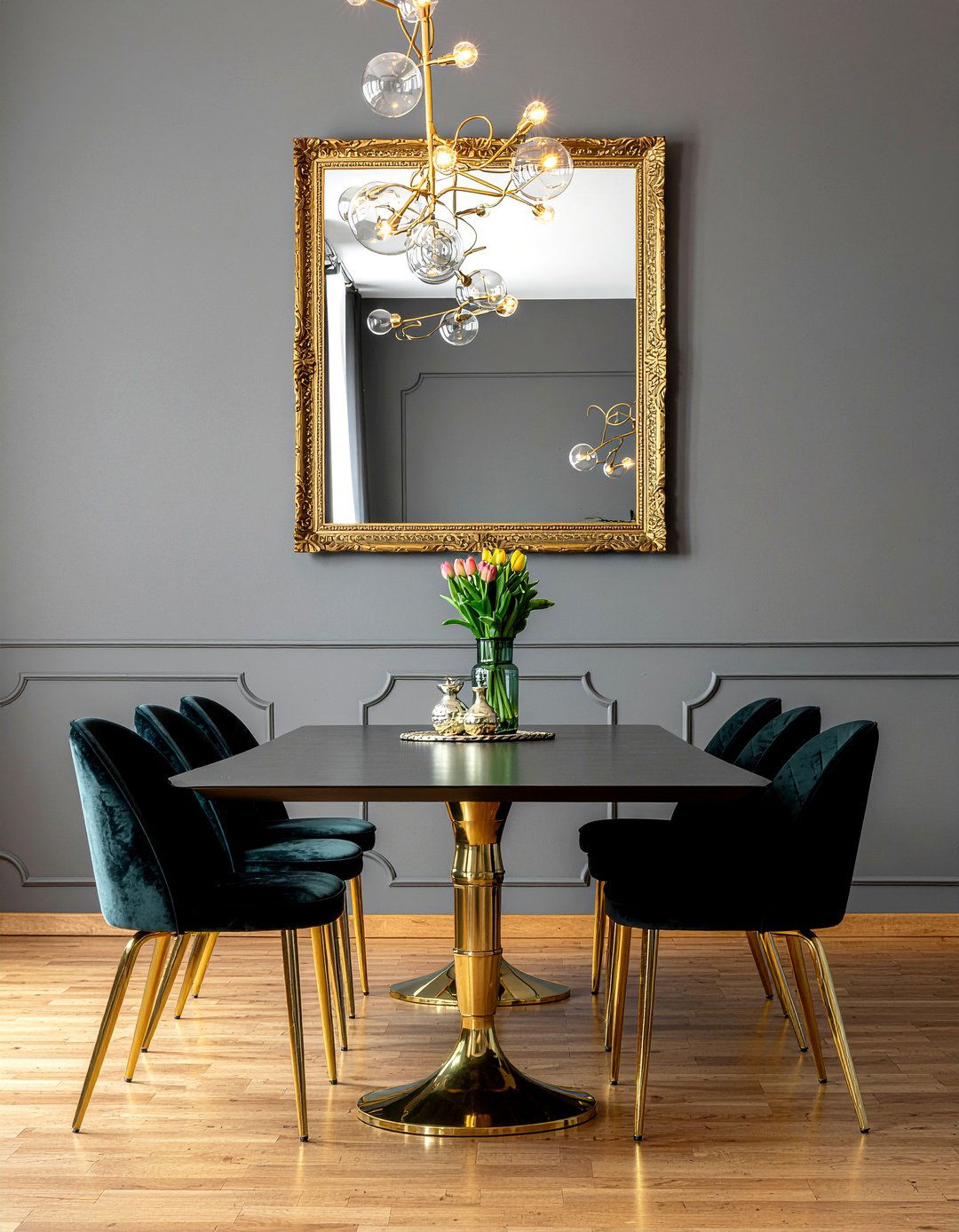 Dark gray dining room gold accents - 30 dark gray dining room ideas