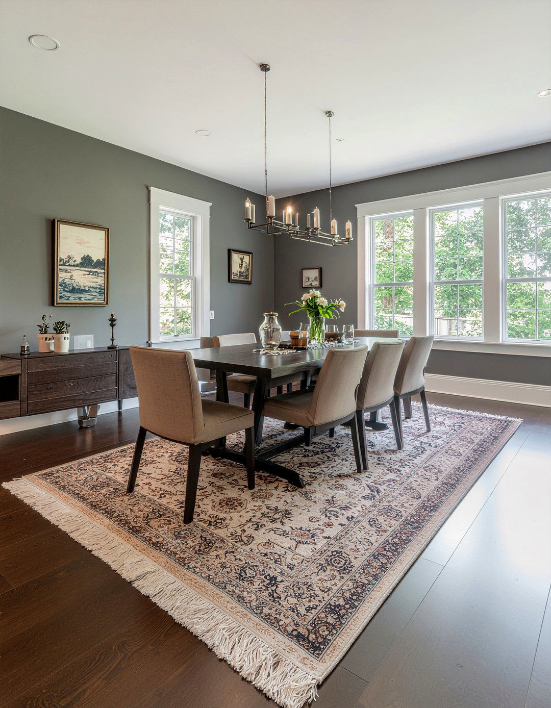 Dark gray dining room rug - 30 dark gray dining room ideas