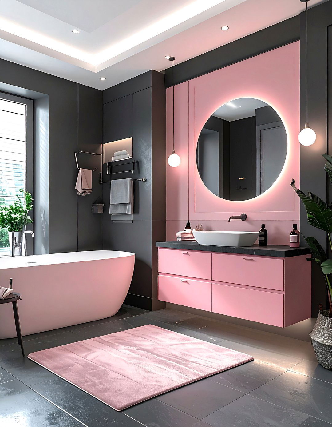 Dark gray pink bathroom - 30 pink gray bathroom ideas