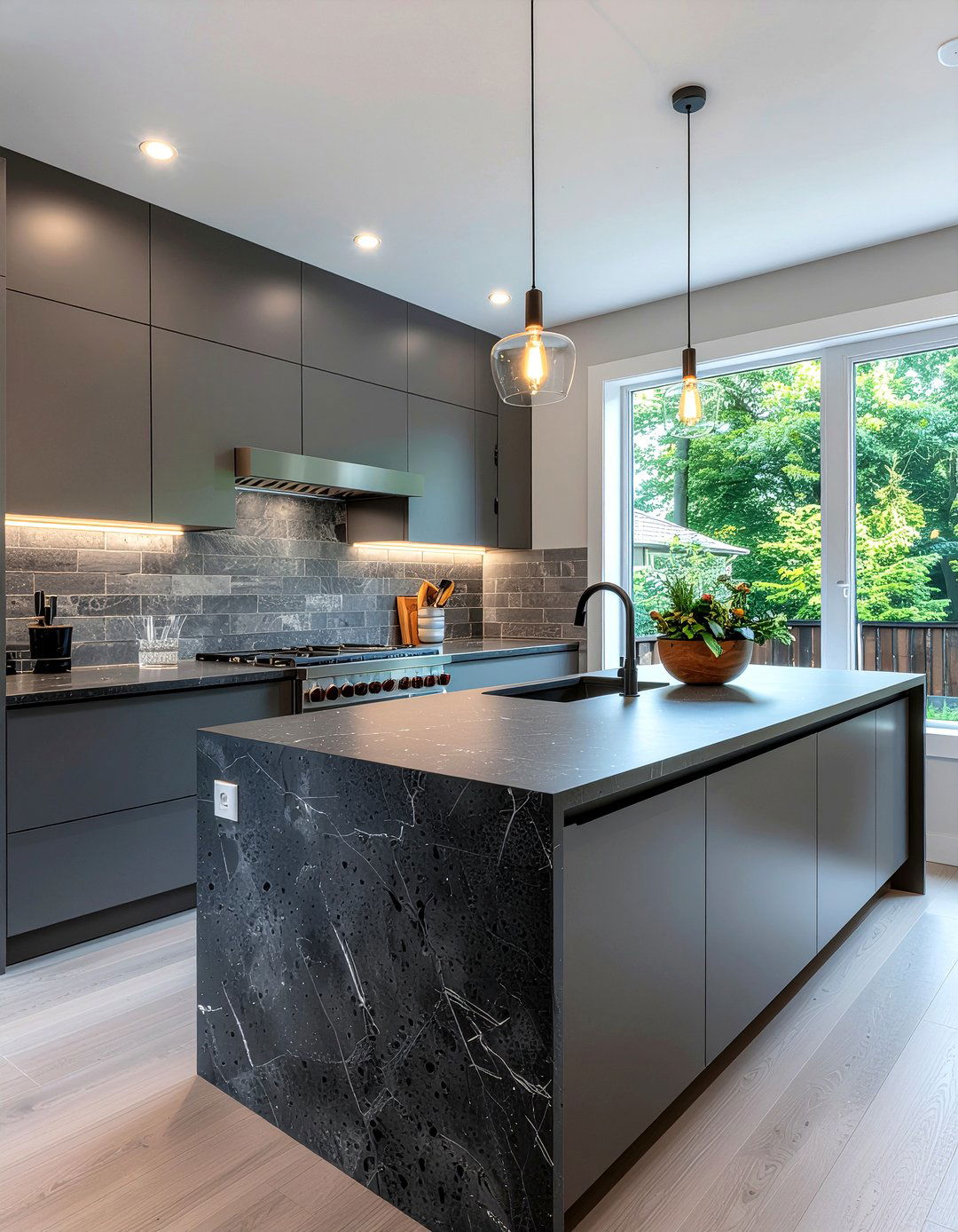 Dark gray quartz countertops - 30 quartz countertop kitchen ideas