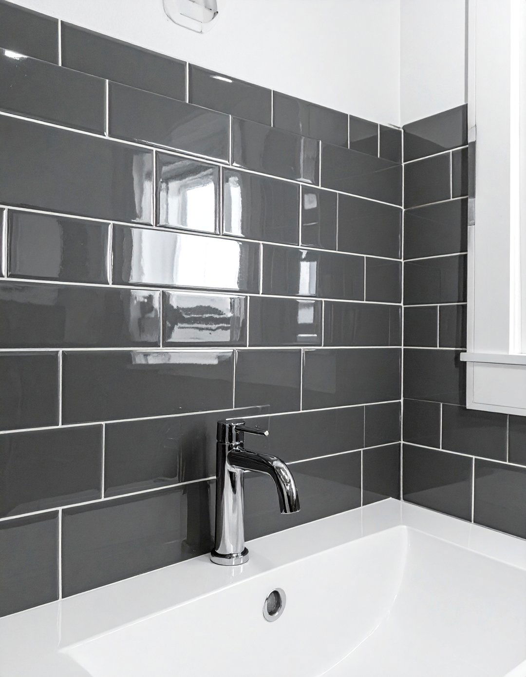 Dark gray subway tile - 30 dark gray bathroom ideas