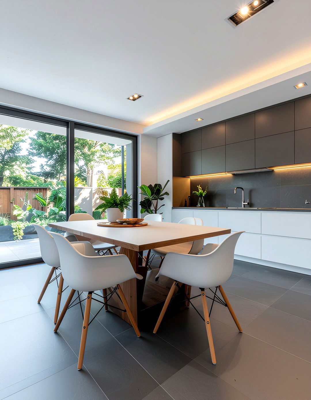 Dark gray tile - 30 dining room tile floor ideas