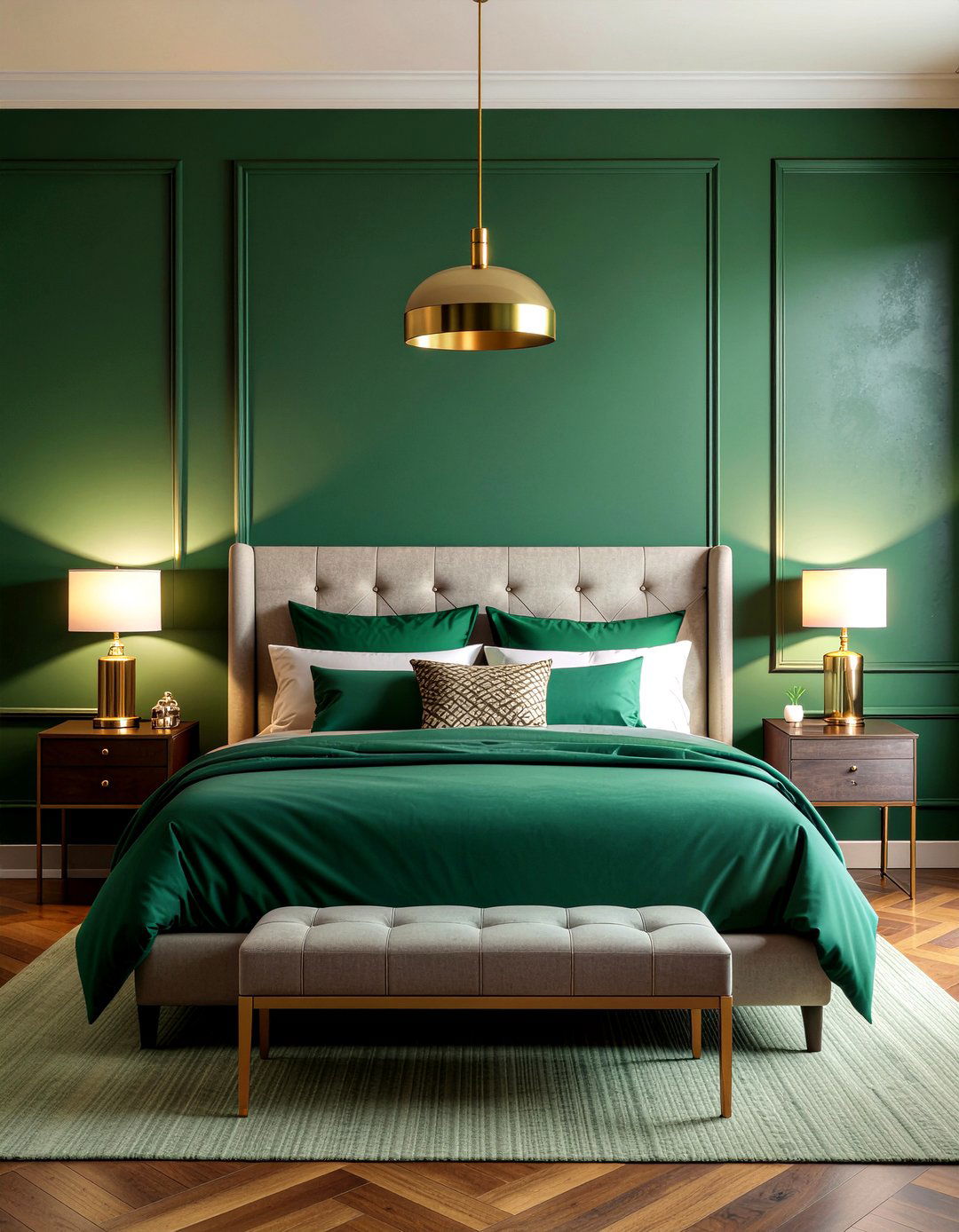 Dark green and gold bedroom - 30 gold accent bedroom ideas