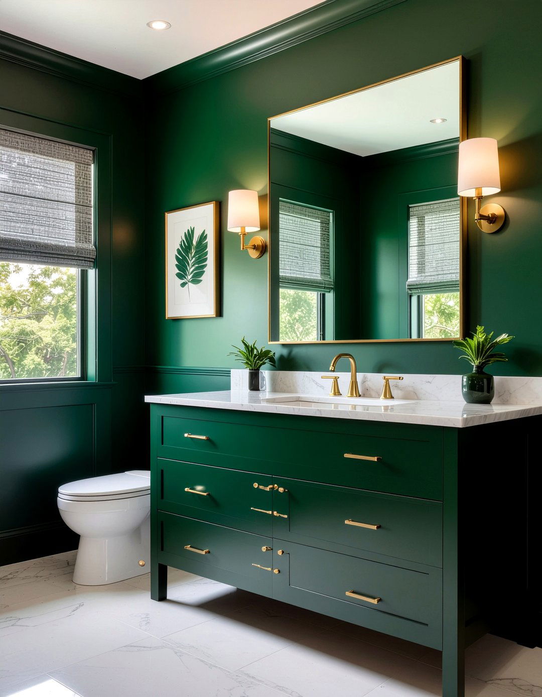 Dark green bathroom picture rail - 30 bathroom picture rail ideas