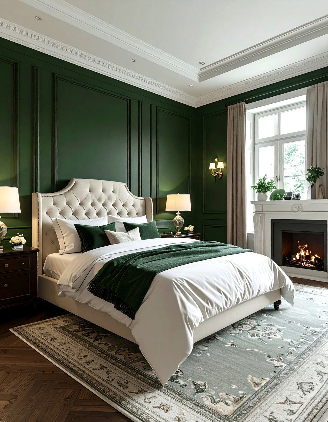 Dark green bedroom - 30 traditional green bedroom ideas