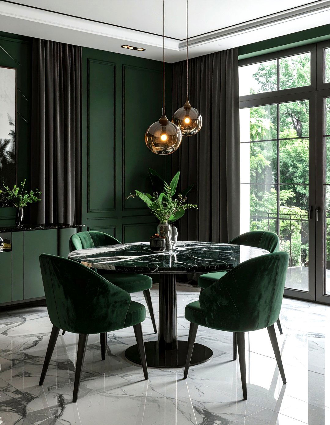 Dark green dining room - 30 green dining room decor ideas