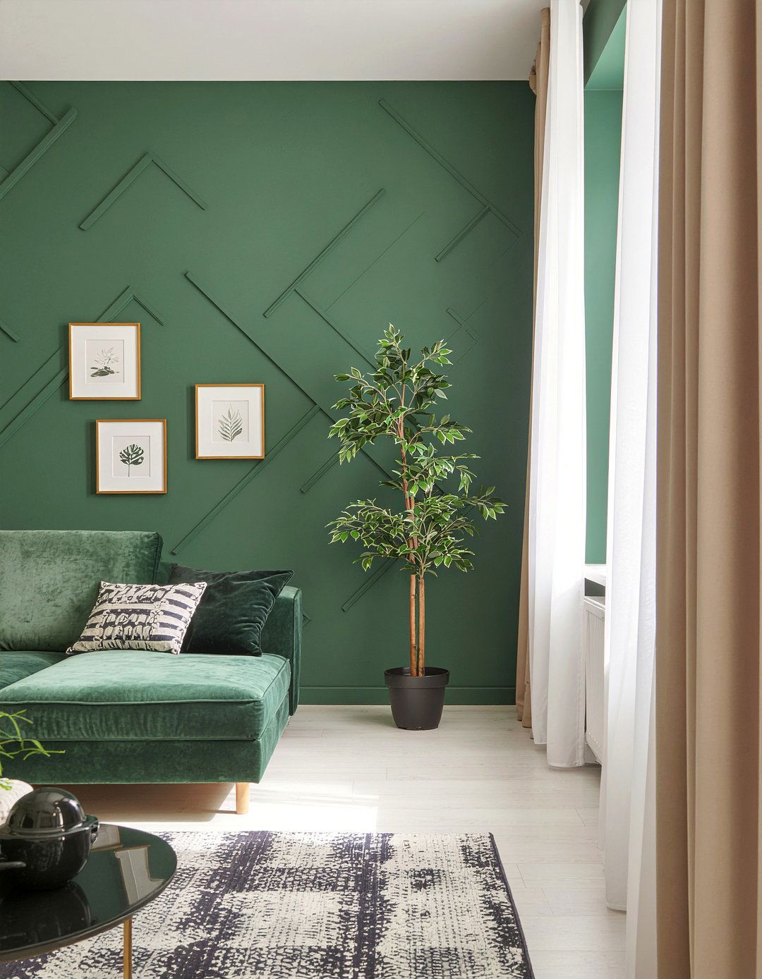 Dark green geometric wallpaper - 30 living room geometric wallpapers