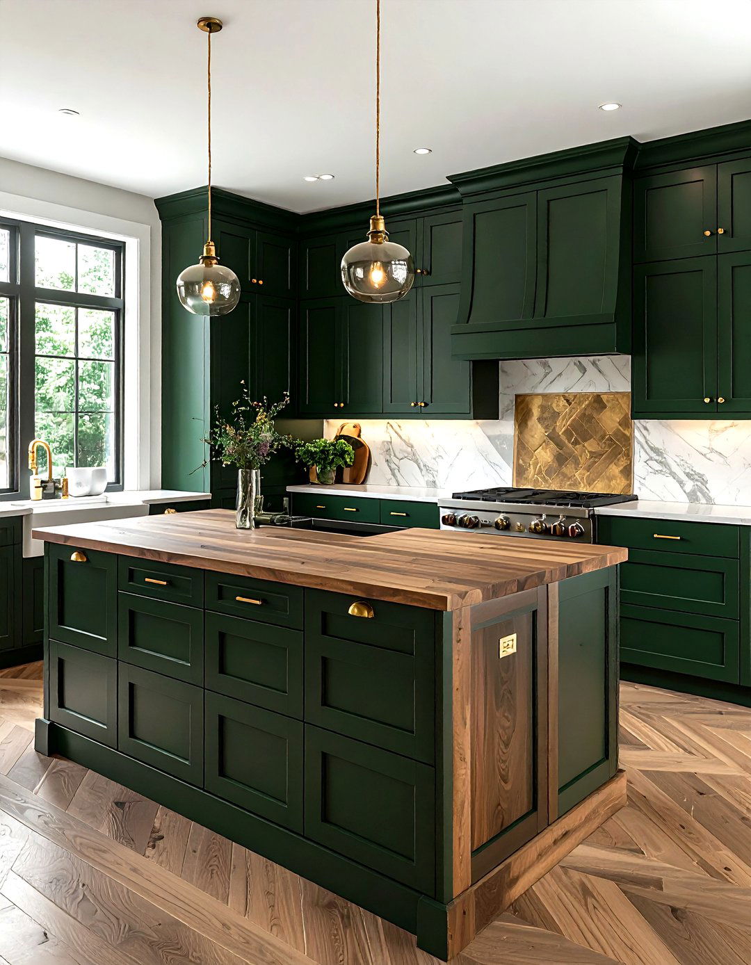 Dark green kitchen cabinets - 30 cozy kitchen settings