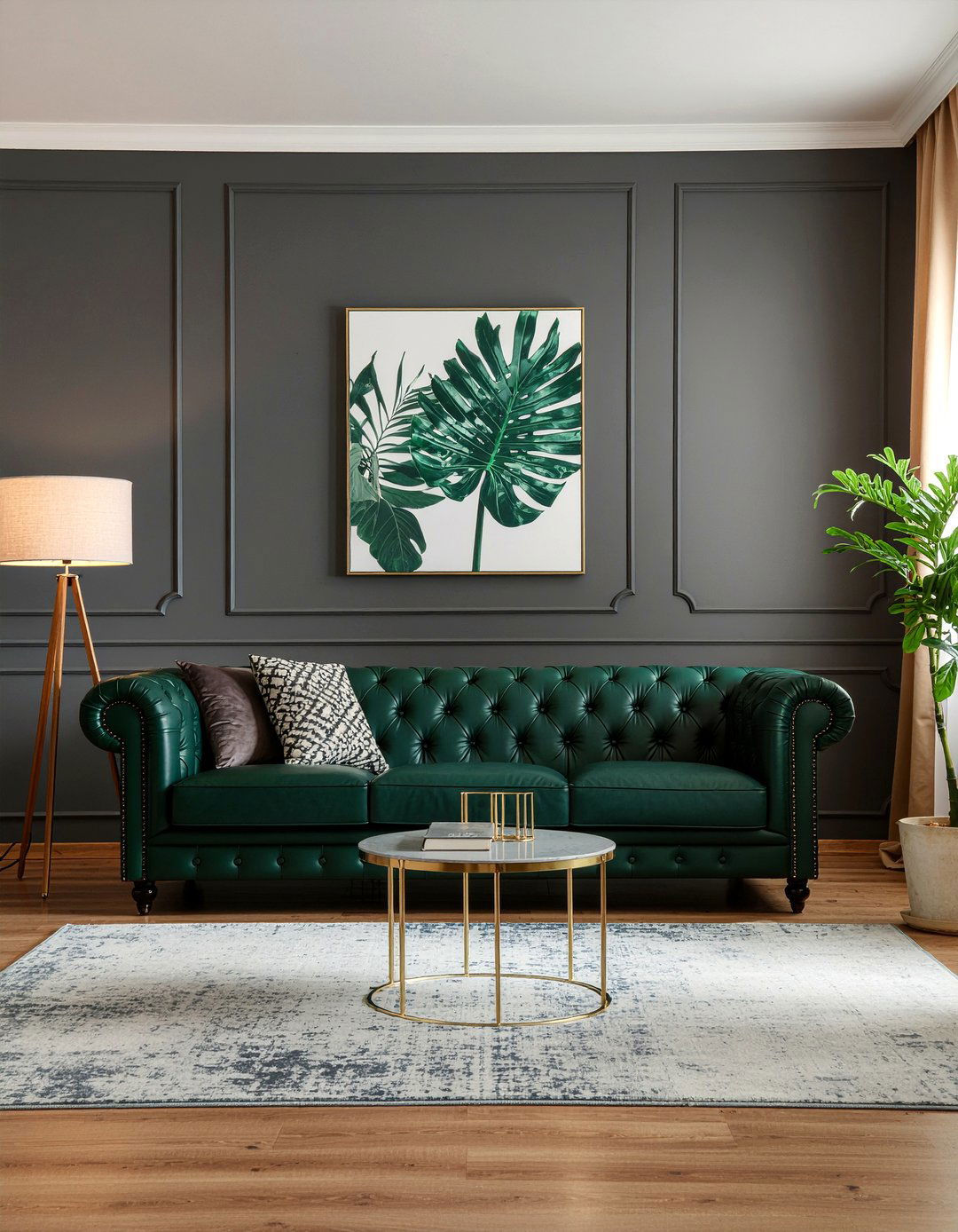 Dark green leather sofa living room - 30 leather sofa living room ideas