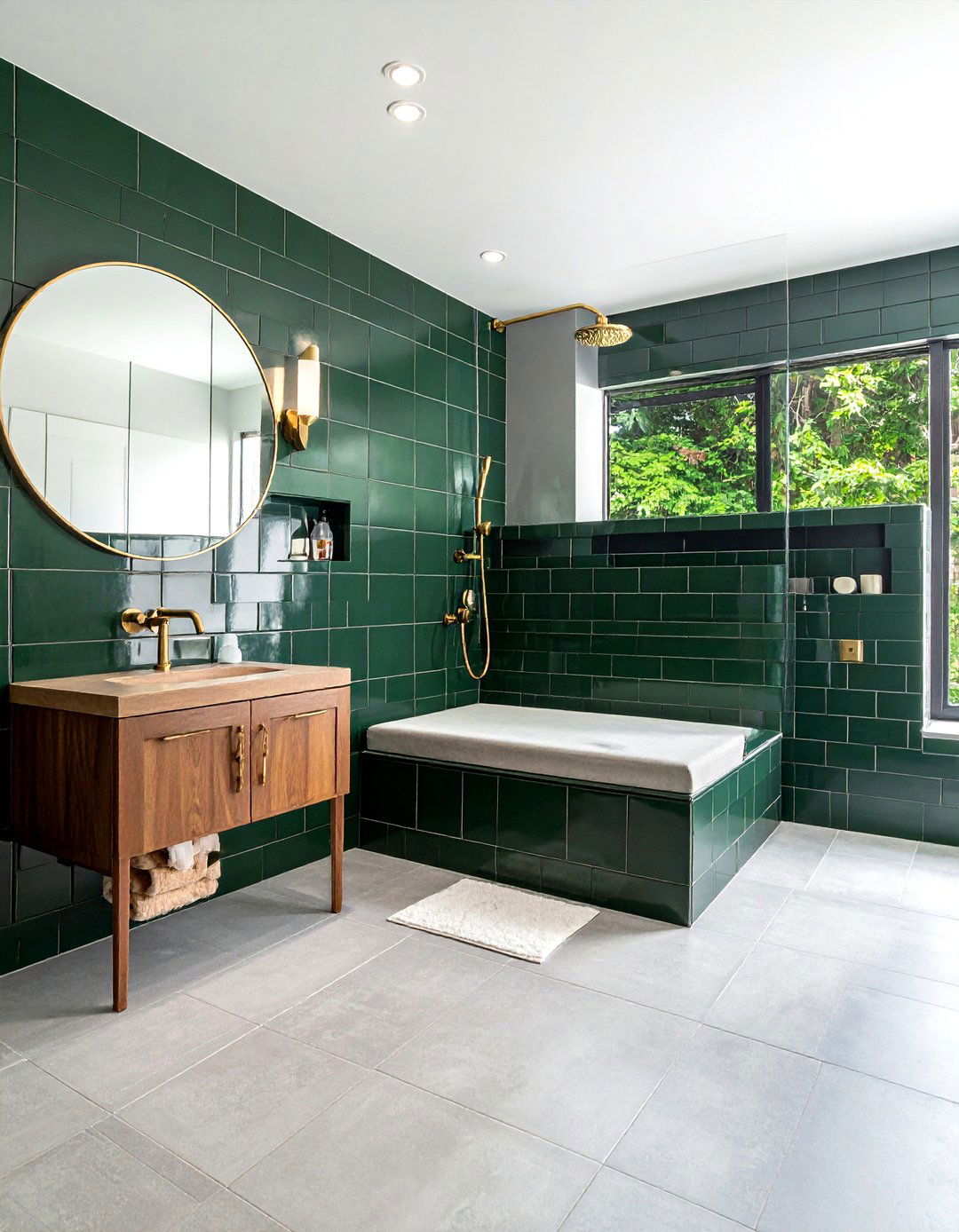 Dark green subway tile bathroom - 30 ceramic tile bathroom ideas