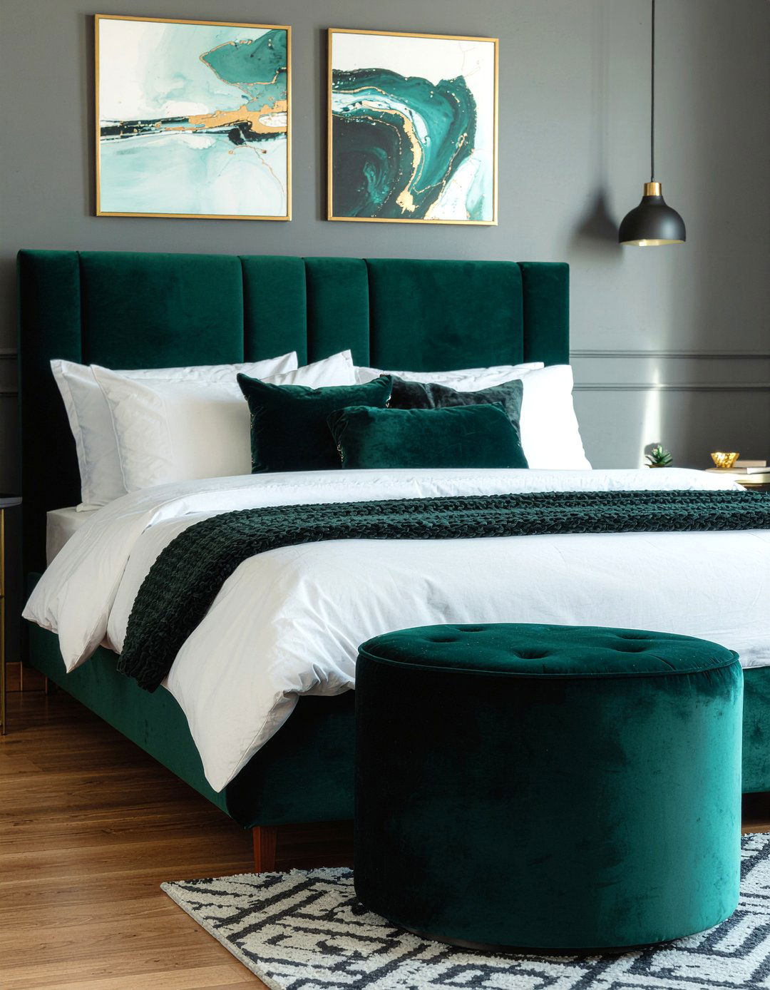 Dark green velvet bolster - 30 bedroom bolster pillows