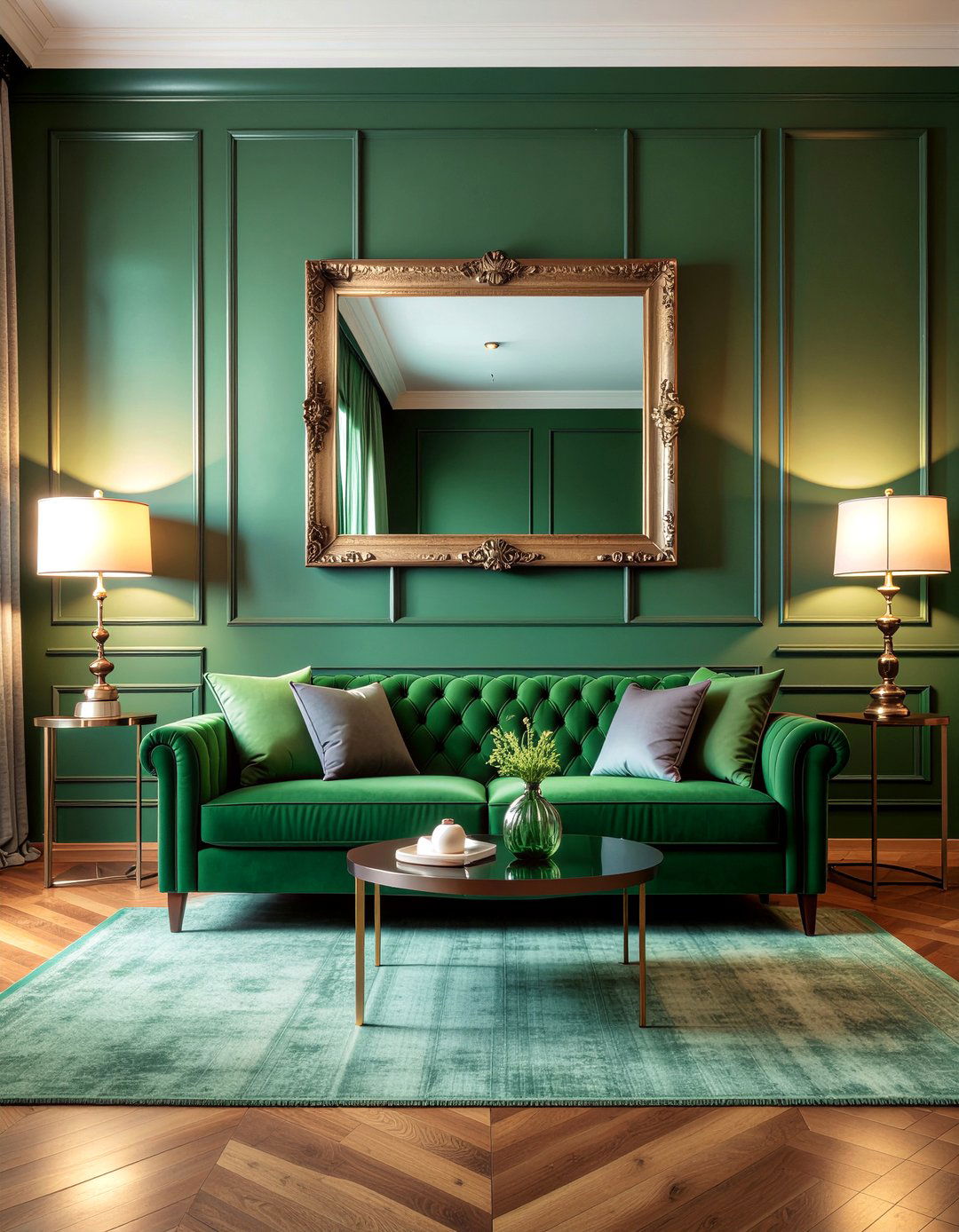 Dark green velvet room - 30 velvet living room ideas