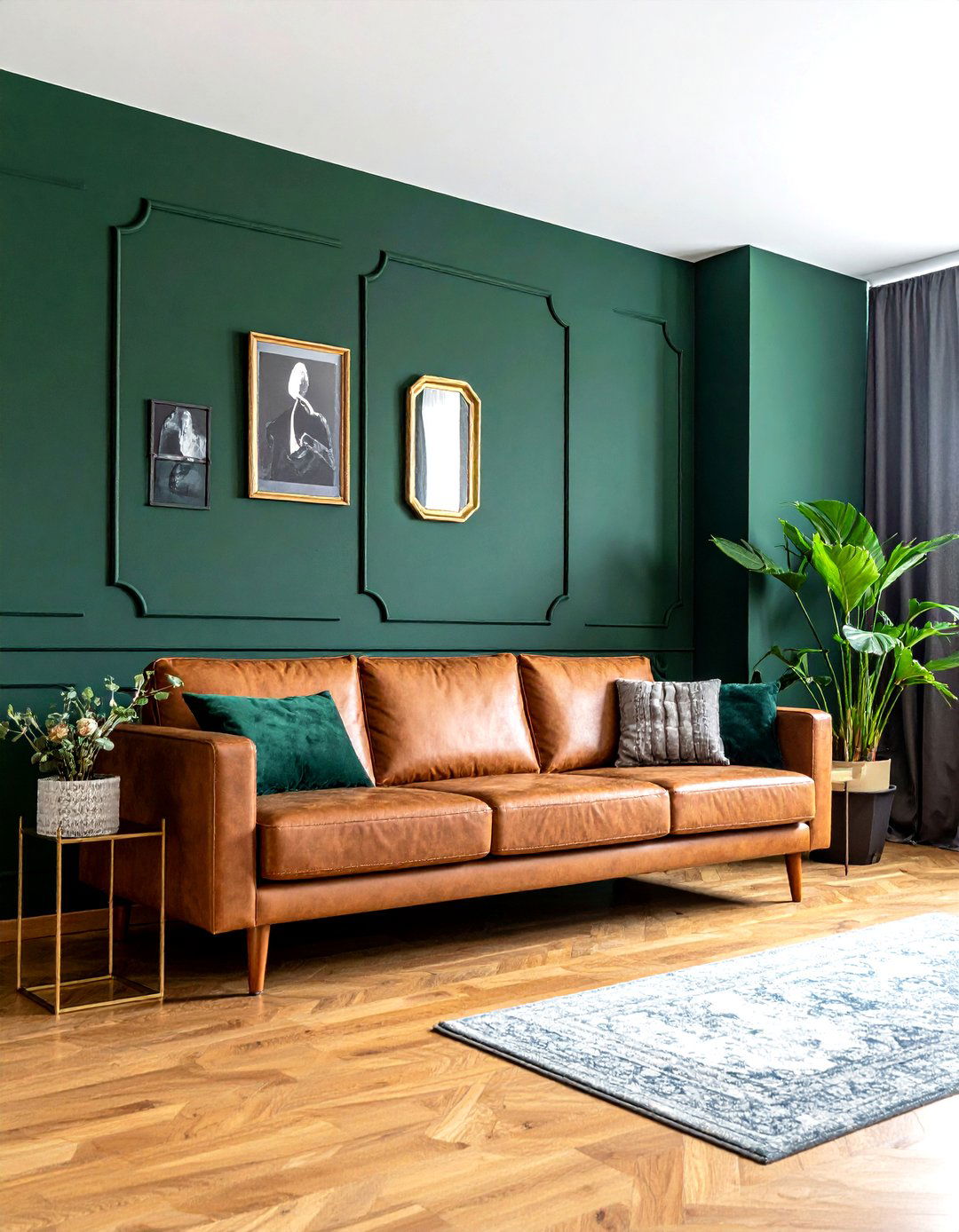 Dark green wall paneling - 30 living room paneled walls ideas