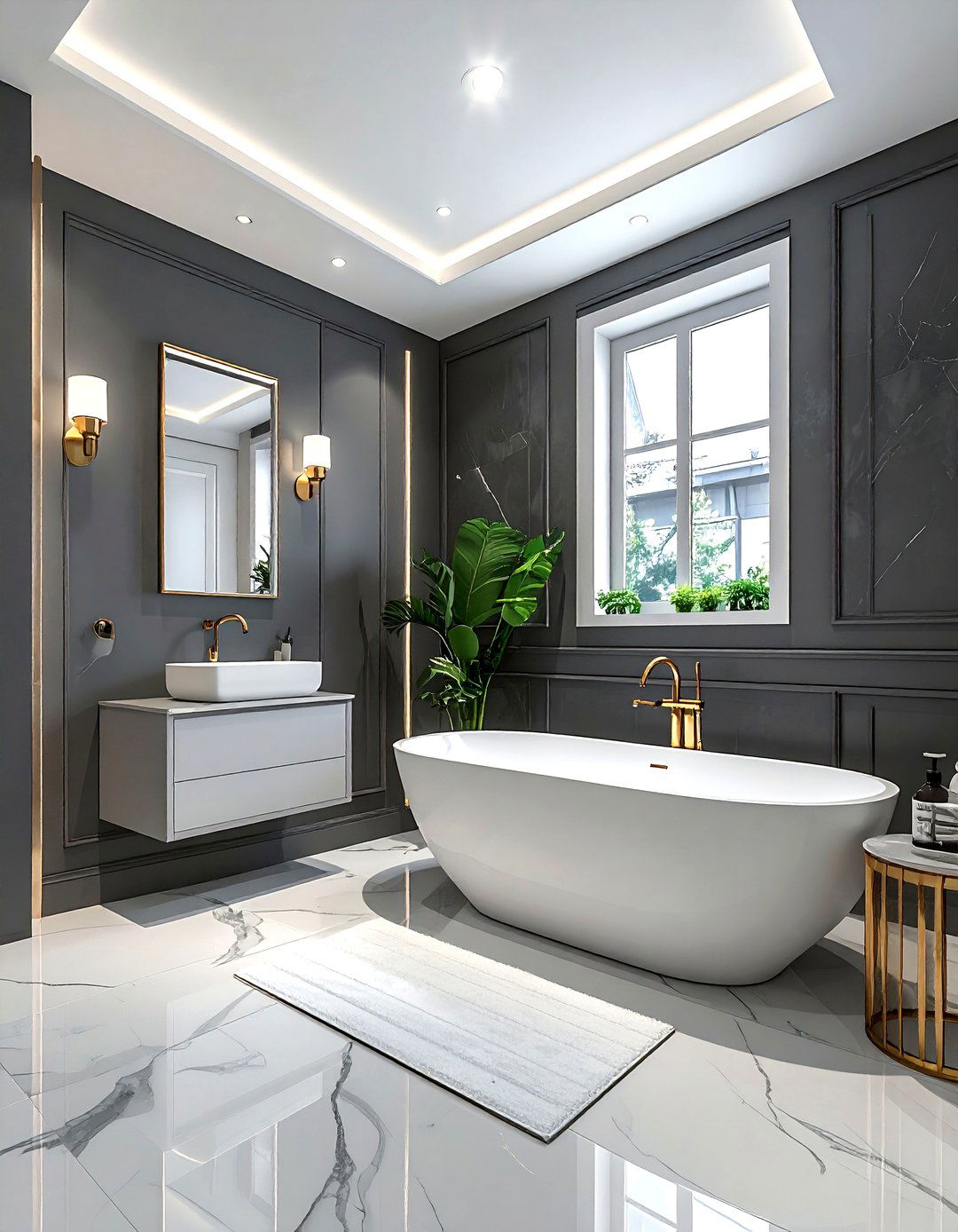 Dark grey and white bathroom - 30 grey and white bathroom ideas