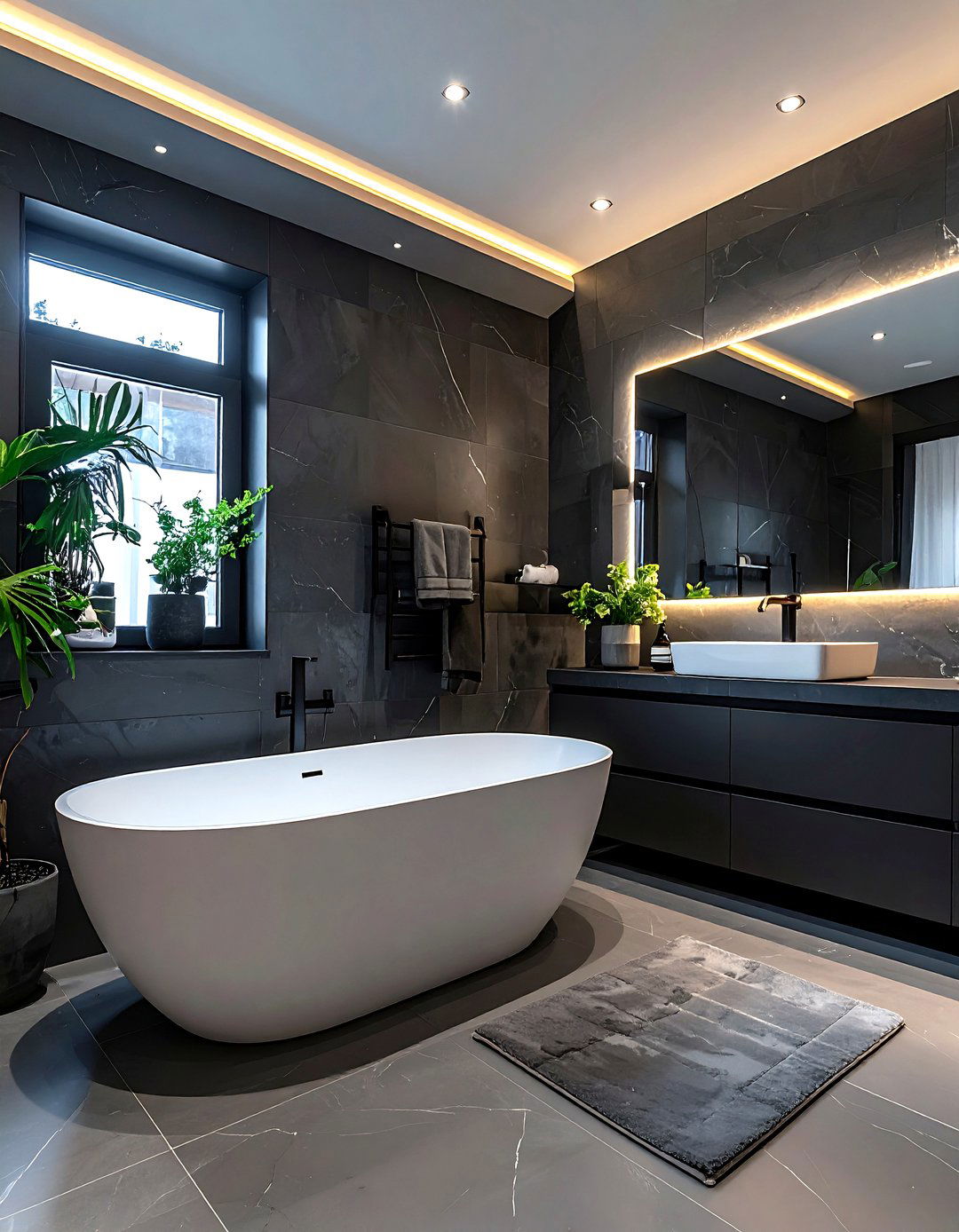 Dark grey bathroom - 30 grey bathroom decor ideas