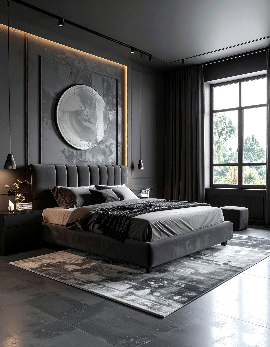 Dark grey bedroom - 30 industrial grey bedroom ideas