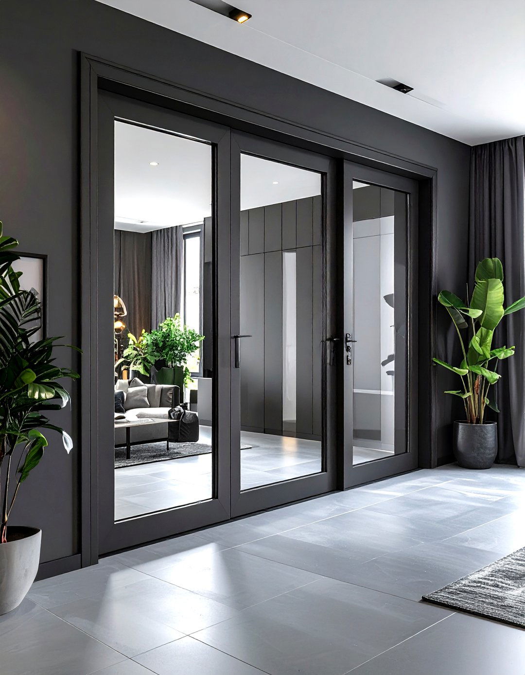 Dark grey bifold doors - 30 living room bifold doors