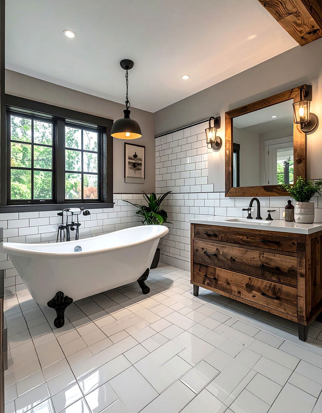 Dark grout white subway tile - 30 subway tile bathroom ideas