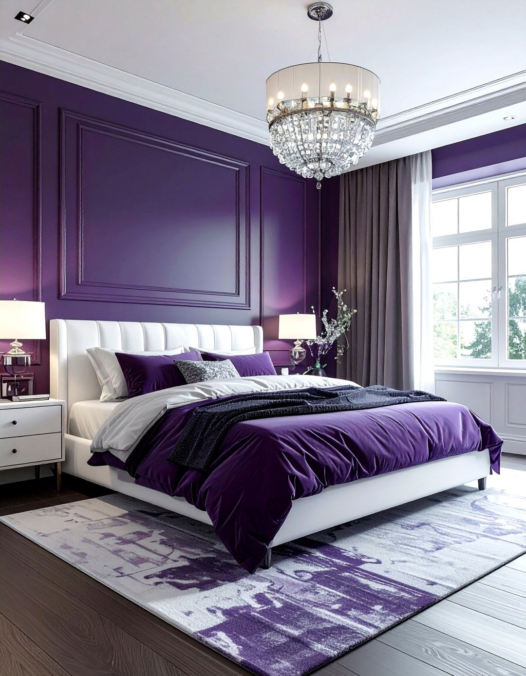 Dark lavender white contrast - 30 lavender and white bedroom ideas