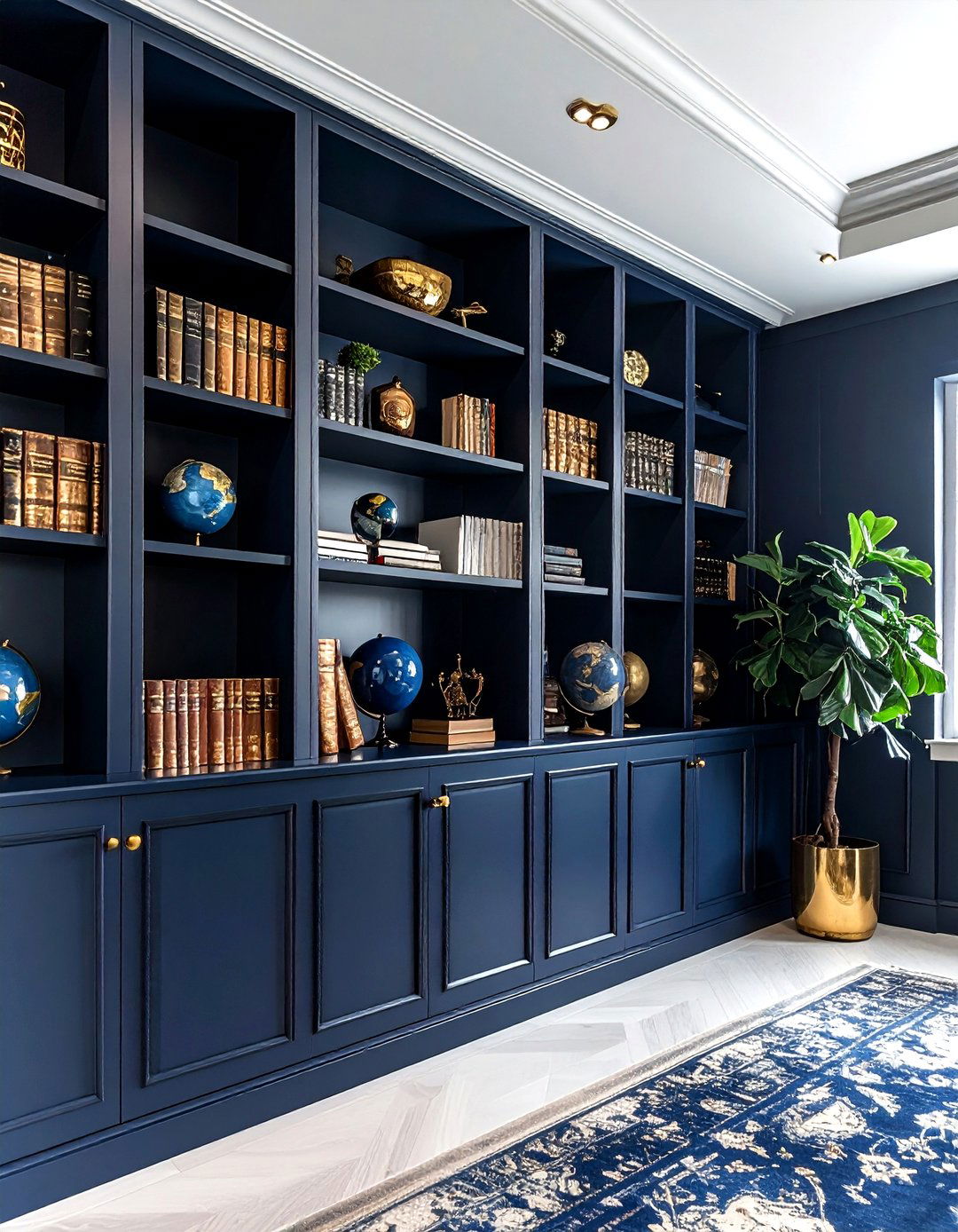 Dark library wall - 30 built-in bookcase ideas