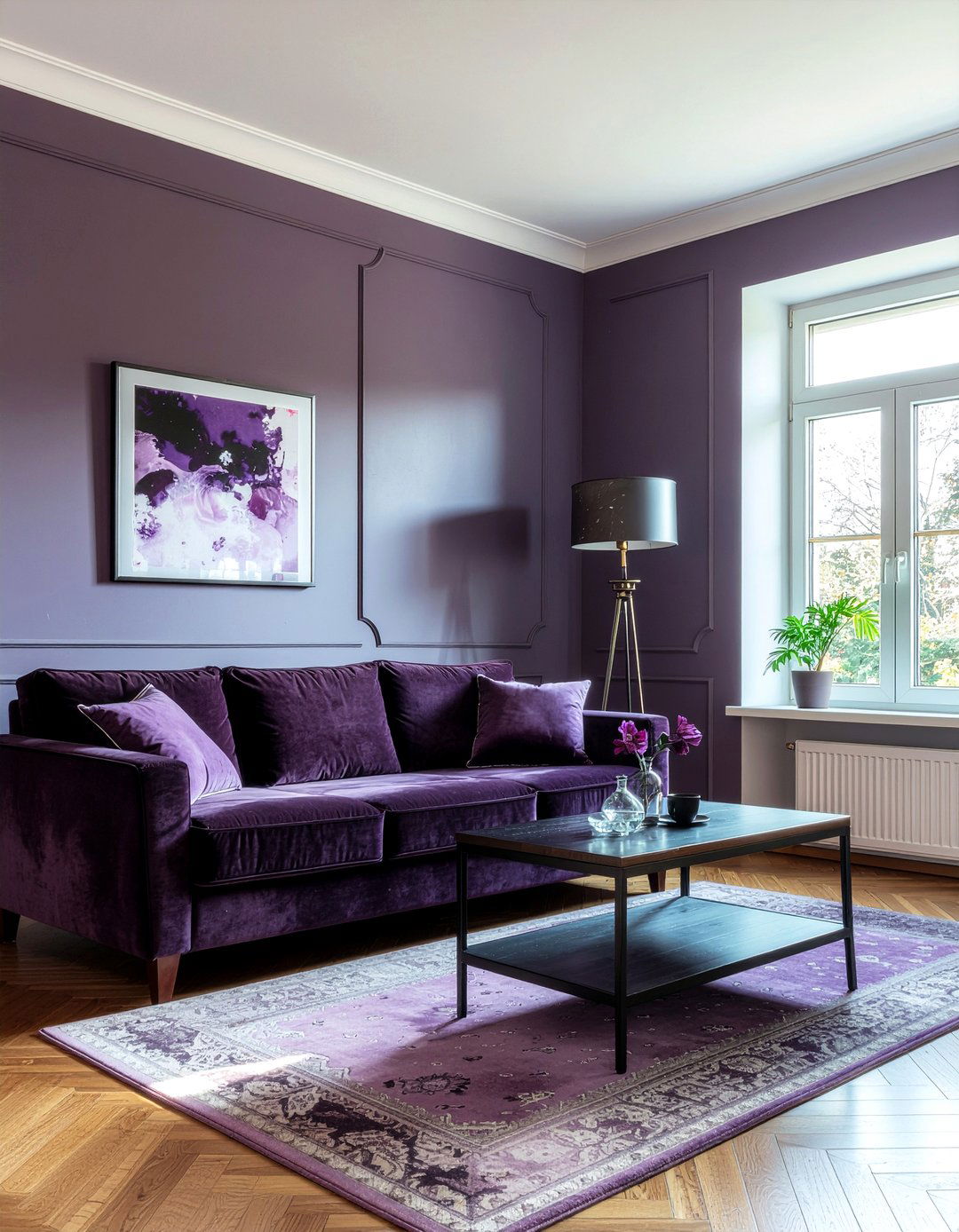 Dark lilac living room - 30 lilac living room ideas